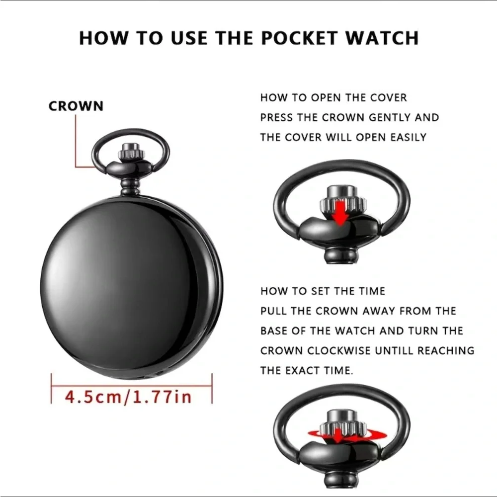 Motorcycle Pocket Watch Bronze Flip Open Pendant Chain Moto Steampunk Watch - Picture 12 of 16